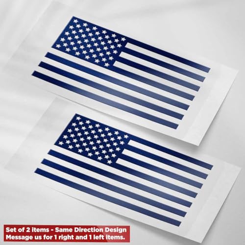 Image of American Flag Vinyl Decal USA Tactical Military Patriotic Subdued (Navy Blue) (Set of 2) Premium Waterproof Vinyl Decal Stickers for Car Truck RV Helmet Bumper Window Laptop Rearview Mirror