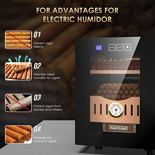 Mojgar 16L Electric Humidor, 100 Counts Electronic Cigar Humidor, Cooler Humidor Cabinet With Cooling Temperature Control, Cigar Fridge With Spanish Cedar Wood Shelves & Hygrometer, Gift For Men #TOP1