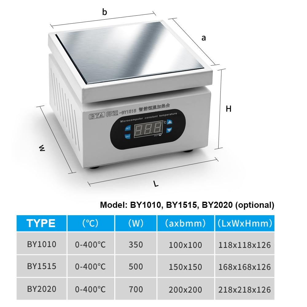 Hot Plate HUIOP Estación de calentamiento de placa de aluminio Plataforma de precalentamiento de mesa de placa caliente electrónica 0-400 ℃ para plantación de BGA Placa de circuito impreso Reparacione