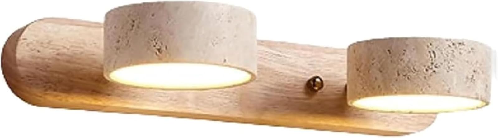 NHPJFDC Natural Stone Vanity Light Fixture - 4-Light Wood Linear Wall Sconce with Yellow Travertine, 180° Rotatable Led for Bathroom Over Mirror Decor Natural 2 Lights
