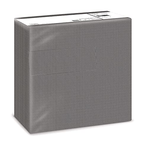 Fato - Dry Paper Napkins, Airlaid, Fabric Effect, Pack of 50, Size 40 x 40 cm Folded in 4, Titanium Black Design