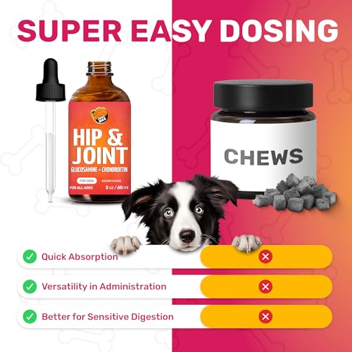 Glucosamine for Dogs | Hip and Joint Supplement | Glucosamine Chondroitin for Dogs | 2 Oz