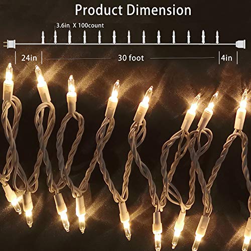 Christmas Lights 100 Count Mini Clear Lights 32Ft White Wire Christmas Tree String Lights Set For Outdoor Indoor Christmas Decorations Wedding Decorations Valentines Day Decor,Ul Certified (32Feet) #TOP1
