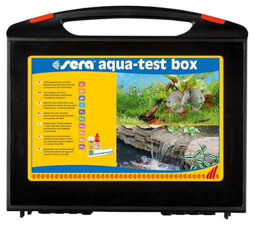 sera Aqua-Test Box (+ CI) | Wasseranalyse für Fortgeschrittene | pH-Wert, Gesamthärte, Nitrat & mehr | Ohne Chemikalieneinsatz | Schnelle Algenprävention | Für alle Aquarienarten