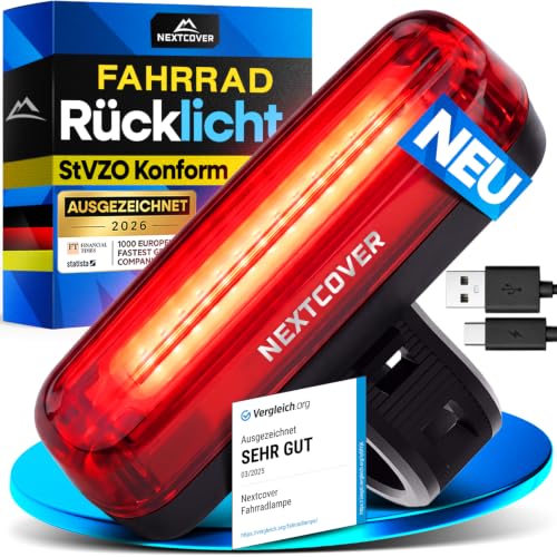 NEXTCOVER Rücklicht Fahrrad mit [VisionLux] LEDs und Bremslicht I StVZO zugelassen I LED Fahrradrücklicht mit 8 Stunden Akku I Fahrradlicht… – Ansicht 1