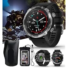 مجموعة ساعات كمبيوتر الغوص PlayBetter Garmin Descent Mk2 المصنوعة من الفولاذ المقاوم للصدأ/الأسود - تكامل الهواء، ميزات التدريب على الرياضات المتعددة - تتضمن مجموعة أكياس جافة مقاومة للماء
