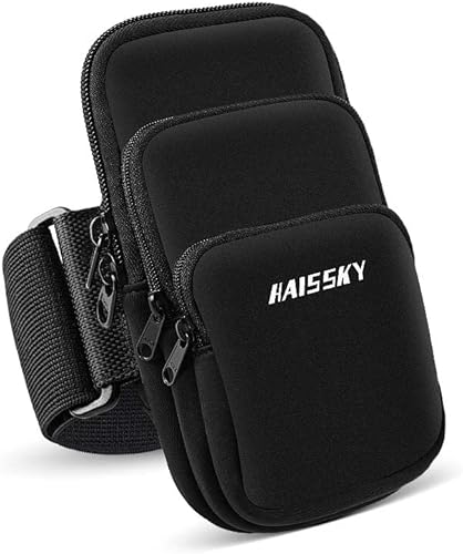 3 Pockets Running Phone Armband Holder for iPhone 14 Plus 13 12 11 Pro Max XS XR X 8 7 Galaxy S23 S22 S21 Pouch Key Card Bag, Water Resistant Sport Arm Band Sleeve Fit Fitness Exercise Workout Gym