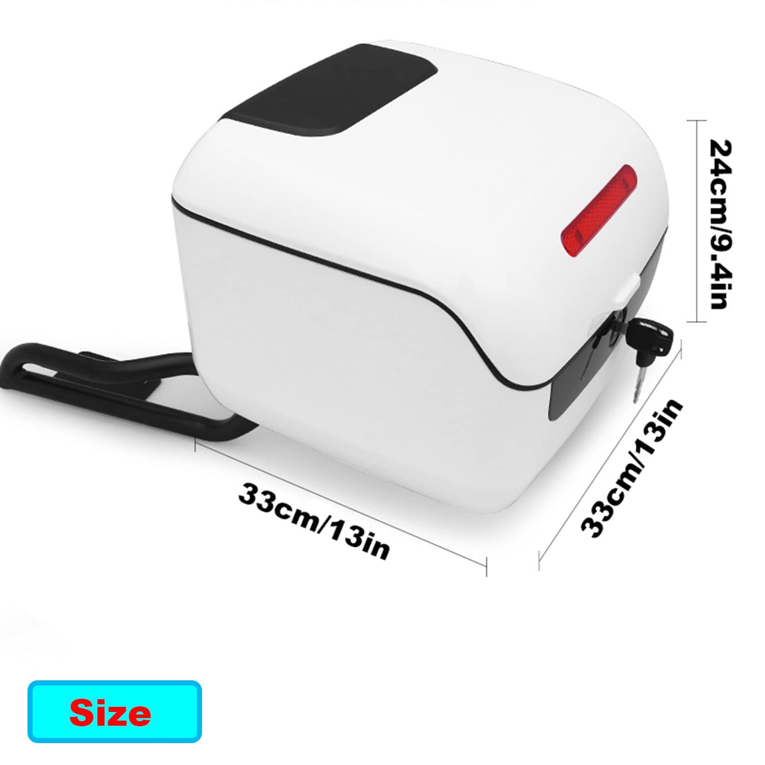 Wnanch Motorcycle Tour Tail Box Trunk Luggage With Security Lock Top Box Scooter 33x33x24 Cm/13