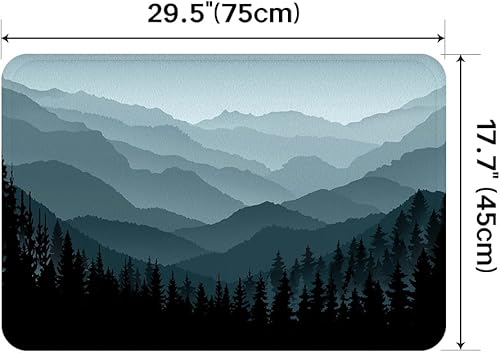 Miniatura 8 de Alfombra de baño de bosque de montaña, árbol natural, Happy Camper, tapete de baño de espuma viscoelástica, 29.5 pulgadas de largo x 17.7 pulgadas