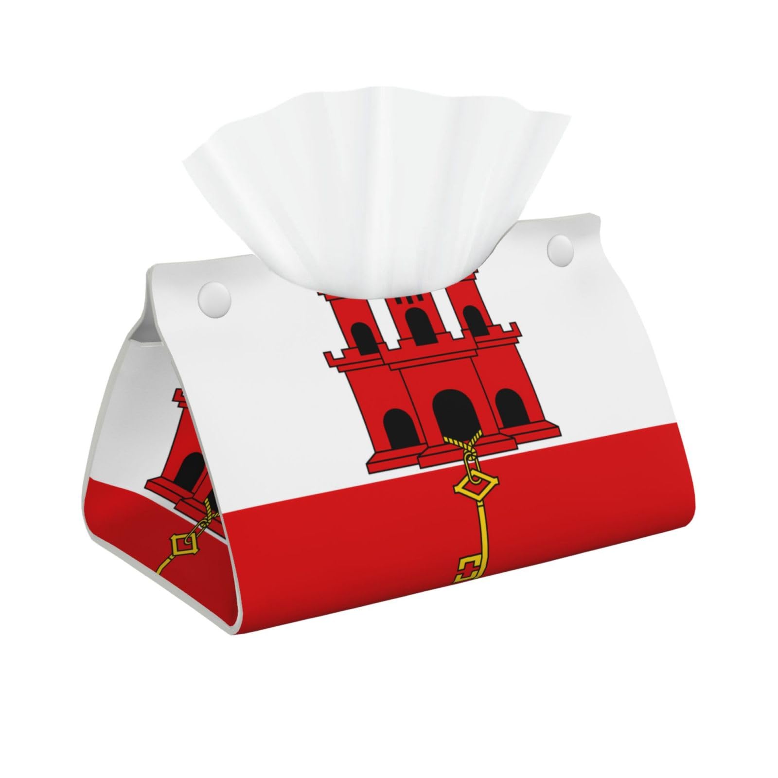 Flag of Gibraltar Long Leather Tissue Box Cover-Waterproof PU Leather Tissue Holder for Bathroom, Decorative Rectangular Tissue Case