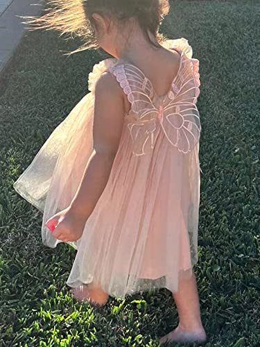 Baby Girls Layered Butterfly Tulle Tutu Dresses Toddler Cotton Tutu Sleeveless Princess Dress (Champagne, 5 Years) #TOP3