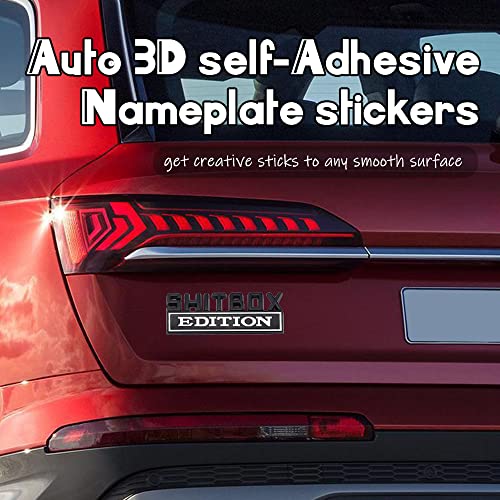 Shit Box Edition Emblem, 3D Letter Sticke, Car Exterior Emblems Badge 3D Sticker Decal, 3D Fender Badge Decal Car Truck Replacement For All Cars Bumper Window (Black&White) #TOP6