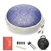 Blue 15 Notes 14 Inches Steel Tongue Drum Healing Drum Wide Range Steel Drum with Carrying Bag & Mallets