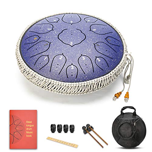 Blue 15 notes 14 inches steel tongue drum healing drum wide range…