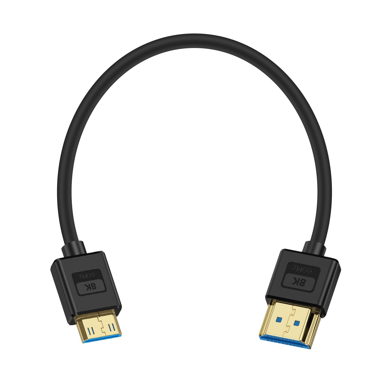 Poyiccot Ultra Thin 8K Mini HDMI to HDMI Cable Short, 1ft Mini HDMI 2.1 Cable 48Gbps Soft Slim Silicone Cord Support 8K@60Hz Compatible with Camcorder,Camera, Laptop, HDTV