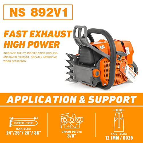 image for NEO-TEC NS892 92cc Gas Chainsaw with 24 inch Bar and Chain,2-Cycle Gas