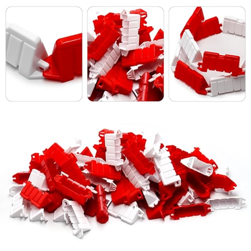 Hobby Fans 120 Pieces RC Car Racing Track Drift Runway Drift Field Fence for 1/14 1/16 1/18 1/24 1/28 Mini RC Car (Red+White) - Thumbnail 3