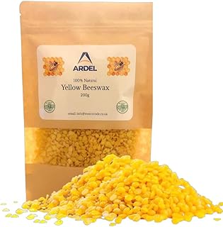 Ardel Yellow Beeswax Pellets, Beeswax for Candle Making, Beeswax Pellets Cosmetic Grade Eco Friendly Products, Beeswax for Body, Skin Care DIY, Lip Balm and Soap Making Supplies, 100% Natural, 200gr