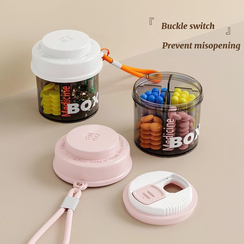 VIVITO Small Pill Box Organizer – 4 Compartment Mini Medicine Travel Case | BPA-Free Food Grade Storage for Tablets, Supplements & Pills | Airtight, Moisture-Proof, Lightweight & Portable Daily Pill Container (Multicolor, Pack of 2) 2