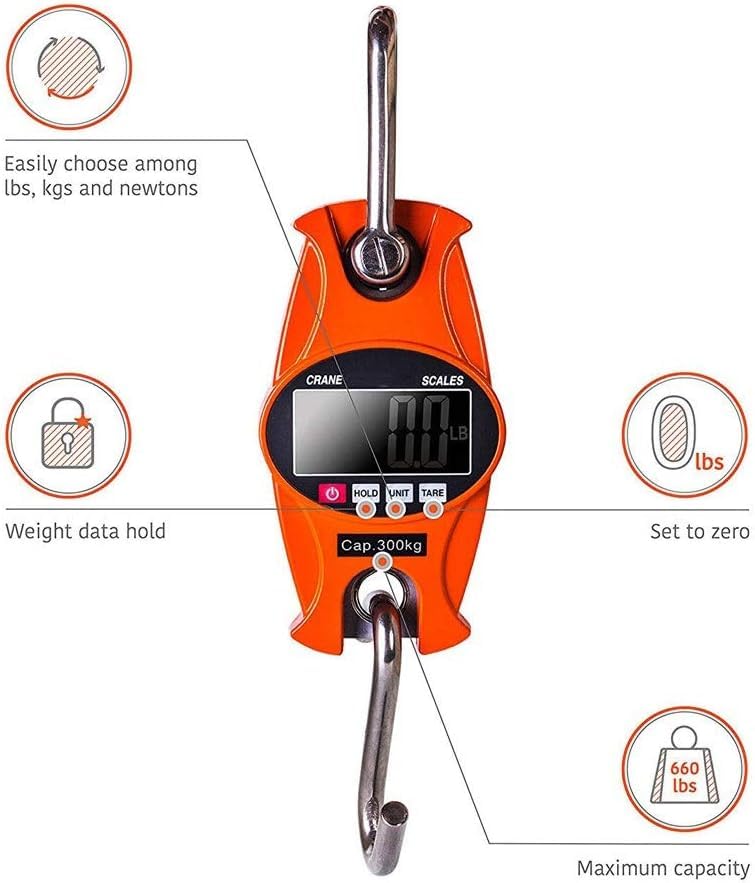 Portable Luggage Scale, 300kg Hooking Scale, Portable Aluminum Shell Electronic Scale and Mini Hanging Scale Hook Industry Scale