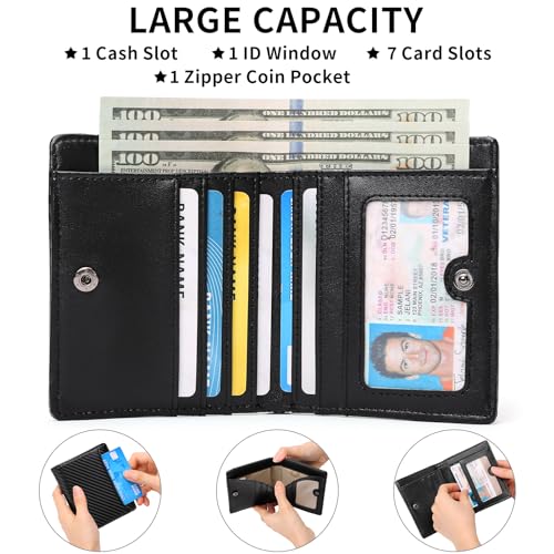 GAEKEAO Mens Wallet Slim Bifold RFID Blocking Thin Credit Card Holder Genuine Leather Minimalist Wallets for Men with Zipper Coin Pocket2
