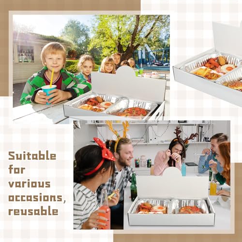 Image of Fullhawl 35 Pack Pop-up Catering Box 22 x 13.5 x 3.5 Inch Kraft Corrugated Full Pan Catering Box Secure Stackable Food Delivery Container Bakery Storage Boxes for Party Theaters Stadiums (White)