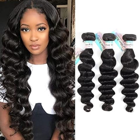 Brazilian Loose Deep Wave Bundles 10”10”10”, 100% Brazilian Virgin Human Hair Loose Wave Bundles, 9A Deep Wave 3 Bundles Human Hair Natural Color Cover