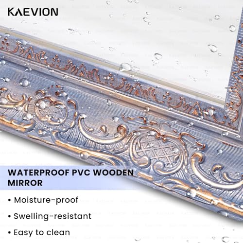 Image of Rectangular Shape 5.25 Feet Full-Length PVC Wooden Frame Wall Hanging Mirror with 5 MM Glass| Floor Wall Leaning Home Decor Mounted Mirror for Bedroom Living-Room - Antique Blue