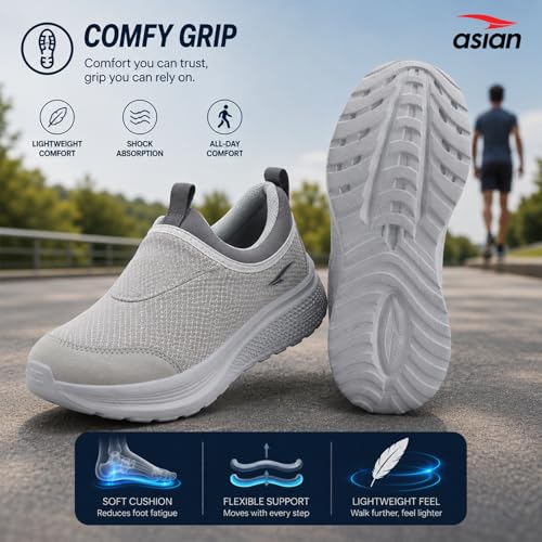 Image of ASIAN Wonderwalk-31 Men's Walking Shoes | Slip-On Daily Walk Trainer with Breathable Knit Mesh, Memory Foam Comfort & Lightweight Design