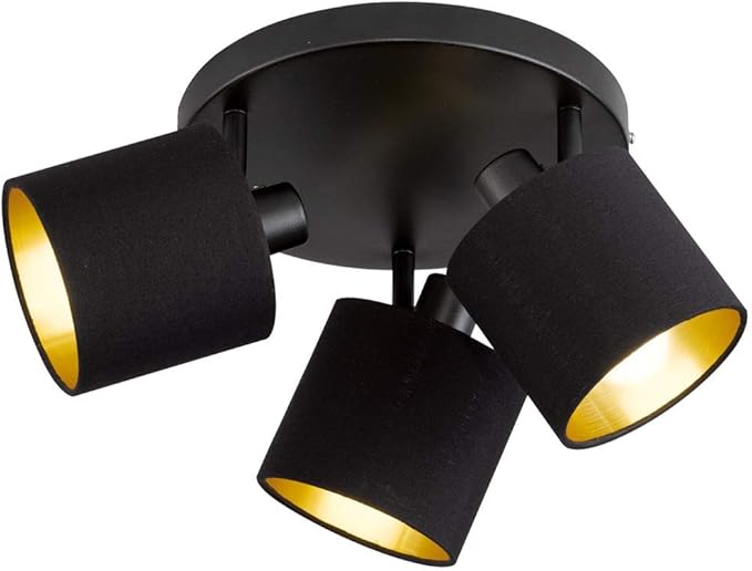 RL LIVE YOUR LIGHT Reality Leuchten Tommy R80333979 Spotbalk, metaal mat zwart, stoffen kap, Zwart