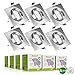 Foco Empotrable, Bojim 6x GU10 LED Luz de Techo 6W equivalente a 54W Incluye Bombilla GU10 Blanco Natural 4500K 600Lm Ojos de Buey Marco Cuadrado Esmerilado Ángulo Rotable 30°AC 220V-240V
