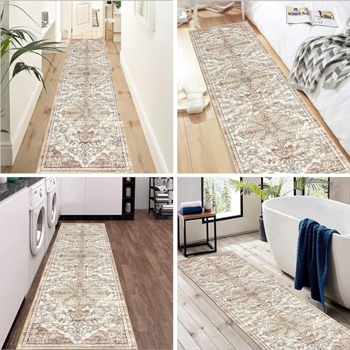 Pauwer Boho Hallway Runner Rug 2x8 Washable Entryway Area Rugs Non Slip Farmhouse Vintage Floor Mat Carpet Runner for Hallways Laundry Room Kitchen Bathroom Bedroom