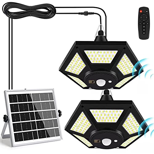 Lovelylly Solar Shed Light Indoor Outdoor, 180 Led Solar Pendant Light 5 Lighting Modes Solar Motion Sensor Light With Remote & 3 Timers Ip65 Waterproof Solar Panel Light For Shop,Garage,Barn,Gazebo #TOP20