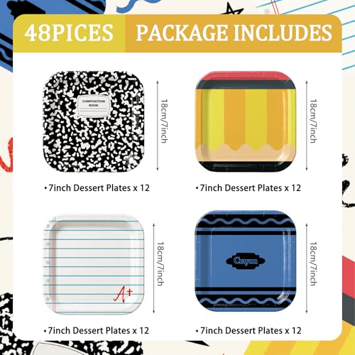 48pcs Back to School Plates Party Supplies First Day of School Paper Plates — view 2
