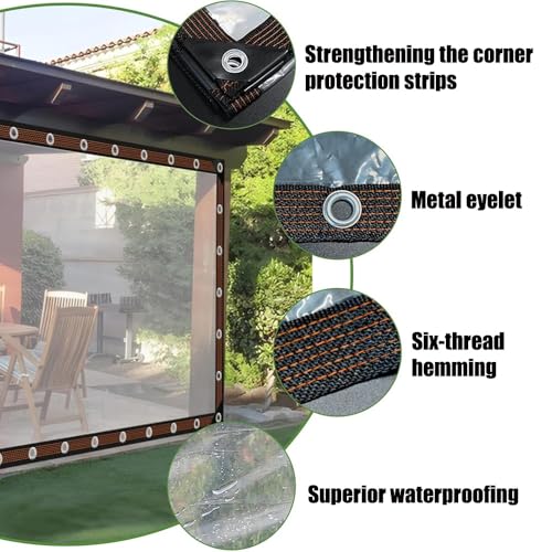 Lona impermeable transparente de PVC con ojales para proteger el exterior 4