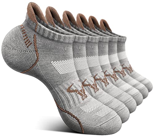 BULLIANT Men Running Socks 6Pairs-Ankle Athletic Socks Wicking Cushioned for