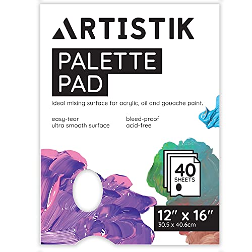 Tear-Off Palette (40 Sheets) Painting Palette Pad - Disposable Coated White Bleed-Proof Palette Sheets for Mixing Acrylic Watercolour Oil and Gouache Paint Colours, 12