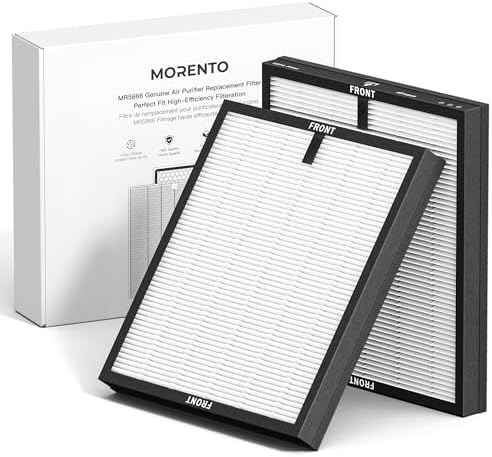 MORENTO Original Luftreiniger Ersatzfilter, verbesserte Version | Kompatibel mit MR5866, HEPA Filter, für 99.97% Luftverunreinigungen, Geruch und Rauch, Matte White 2 Pack