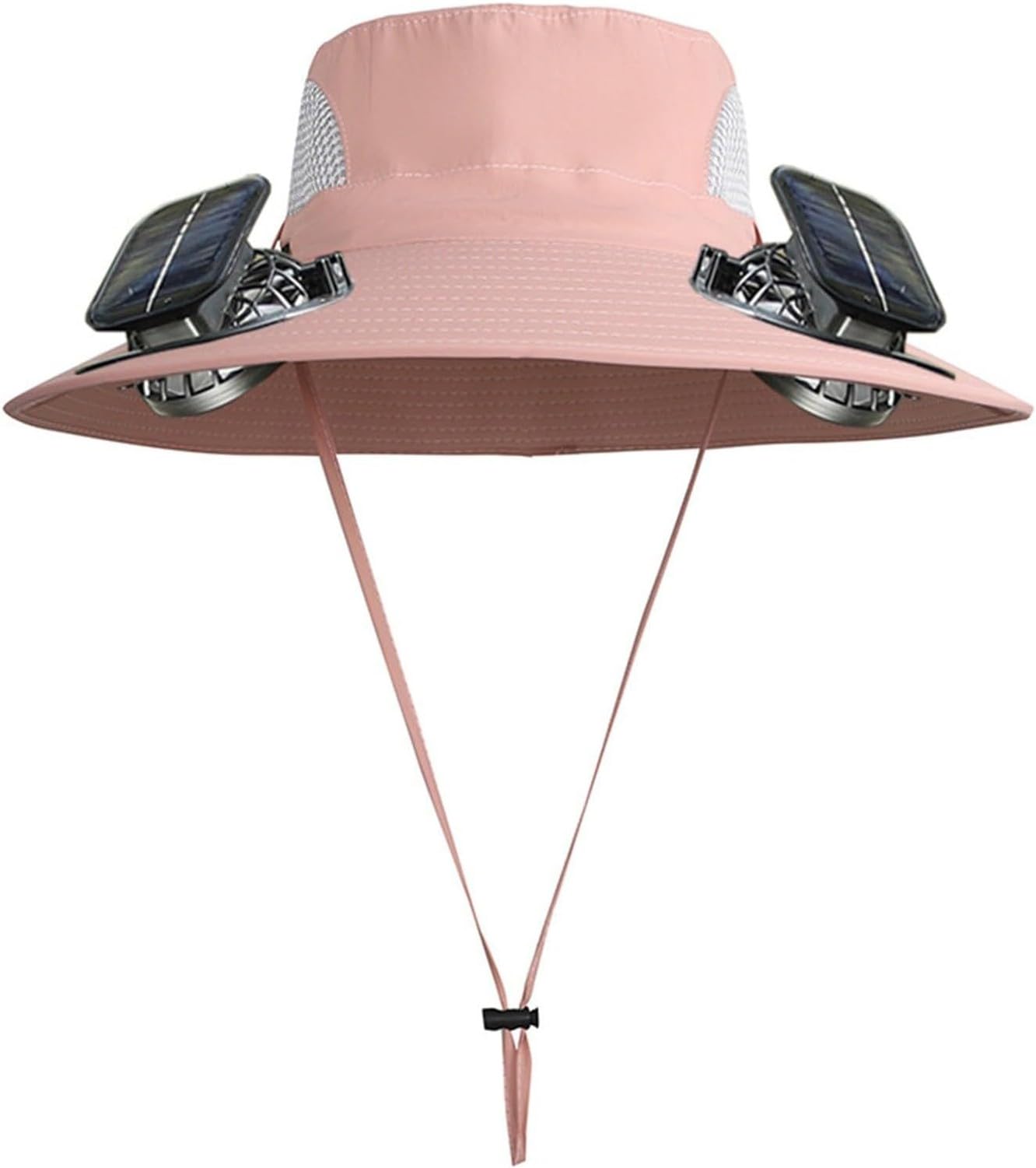 XIUNYIE Wide Brim Sun Hat with 2 Solar Fan Waterproof Breathable Bucket Hat for Men Women for Hiking Fishing Camping Outdoor, Solid Pink, One Size