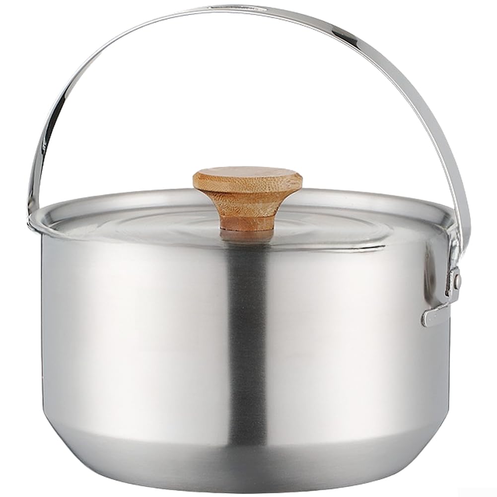 Juego de utensilios de cocina para acampar al aire libre, olla de acero inoxidable con tapa y asa, capacidad de 4 litros, construcción de calidad para senderismo, picnics, uso en la cocina en el hogar