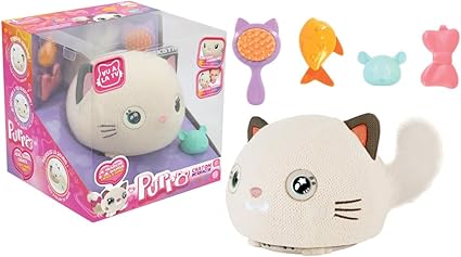 MGM JOUET - Purro - Gato Inteligente Interactivo - 110870 - Responde a Toques y Sonidos - Blanco - Maúlla y Ronronea - Teksta - Juguete para Niño - Gatito - Robot - A Partir de 5 años