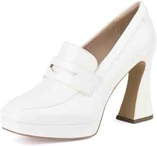 Amazon.com | JENN ARDOR Women's Platform Loafer Heels Square