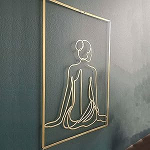 Gouden vrouwelijke Wall Decor Set, minimalistische naakt één lijn kunst, vrouwelijk lichaam Wall Art Acryl schilderij…