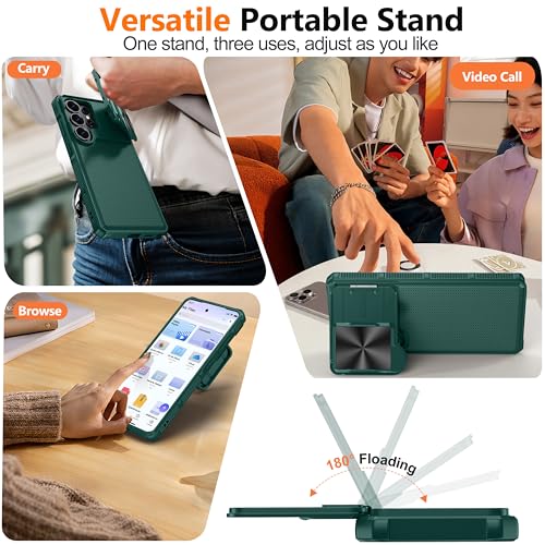 Image of Magnetic for Samsung Galaxy S26 Ultra Case,[Slide Camera Cover][Kickstand][Compatible with Magsafe][Military Grade Protection] Shockproof Rugged Case for Galaxy S26 Ultra, Green