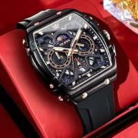 OLEVS Black Watches for Men Luxury Tonneau Square Skeleton Dress Mens Watch — image 2