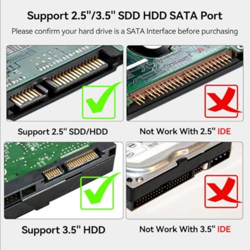 Cable adaptador USB-C a SATA para HDD/SSD 2.5/3.5" con jack de energía miniatura 6