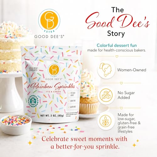 Image of Good Dees Keto Rainbow Sprinkles (1g Net Carbs Per Serving) - Sugar Free Low Carb Keto Dye Free Sprinkles Made with Natural Coloring & Gluten Free | Topping for Cookie, Cake Decoration & Ice Cream