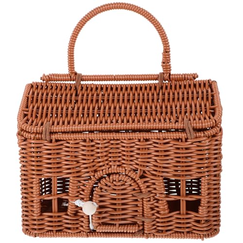 Panier tissé en rotin synthétique marron 24x14x18 cm pour cadeaux et mariages