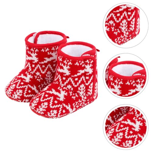 GANAZONO 1Pair Baby Boys Girls Snow Boots Non Slip Soft Sole Toddler First Walker Winter Warm Crib Shoes Christmas3