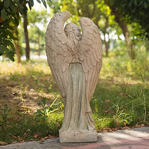 Praying Angel Garden Statue Outdoor Sculpture H31.9Inch Patio Yard Decorative Figurine Indoor Entryway Hallway Decoration #TOP4